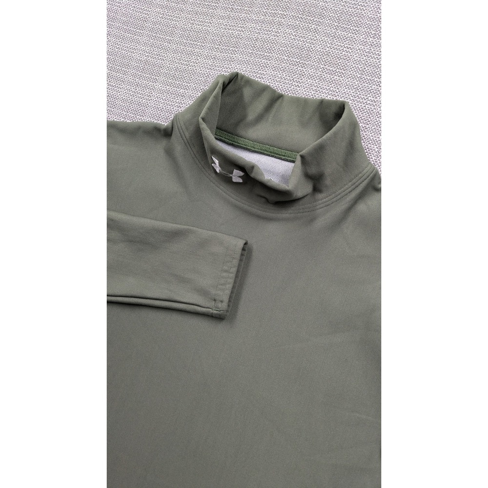Under Armour ColdGear Mens Small Mock Neck Base Layer Shirt Olive Green 4469